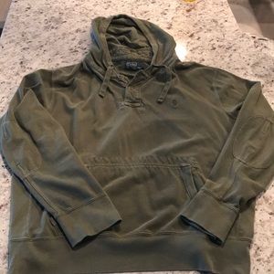 Polo hoodie military style olive drab